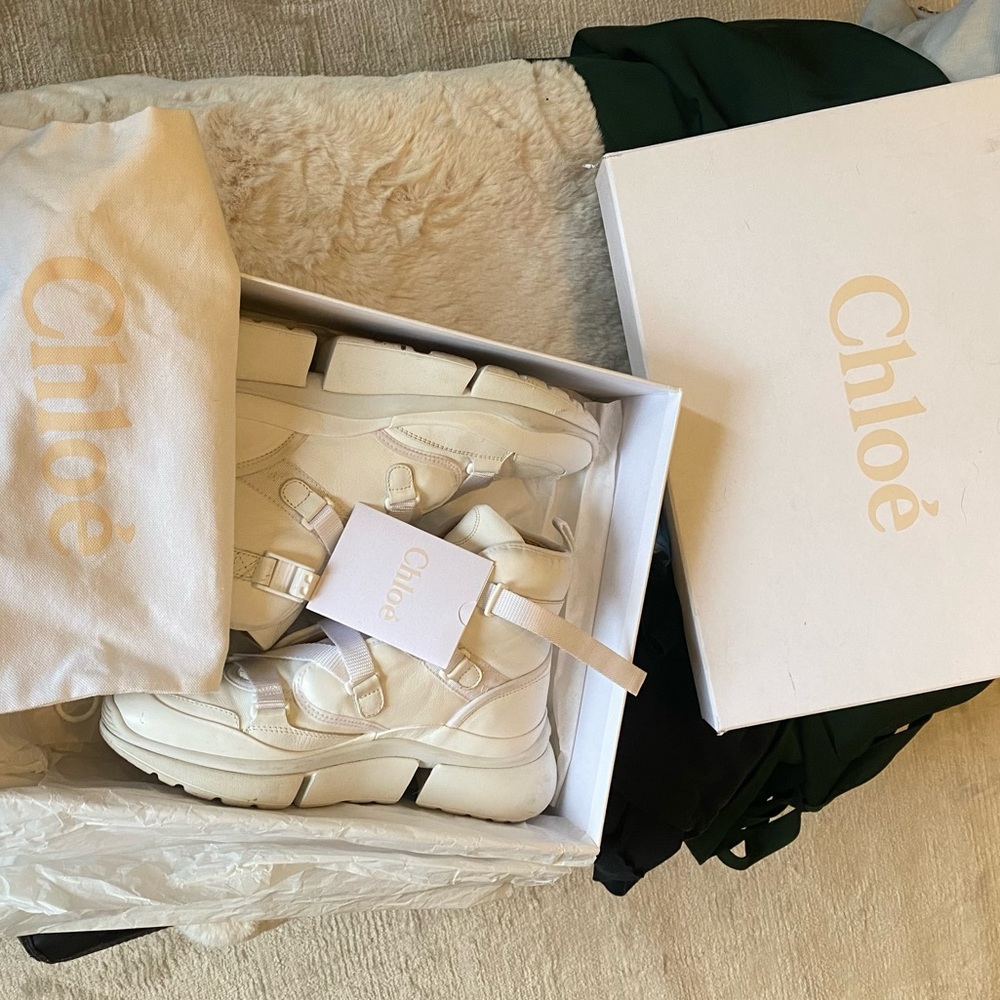 Chloé Cream Chunky Lace-Up Sneakers